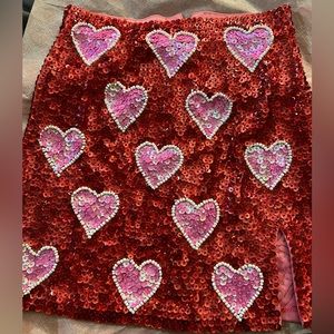 NWT Sequin Heart Cupid Cowgirl Skirt from Easy Tiger